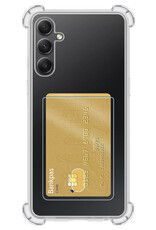 NoXx Hoes Geschikt voor Samsung A34 Hoesje Pasjeshouder Cover Shock Proof Case Siliconen Hoes Met Kaarthouder Met Screenprotector - Transparant