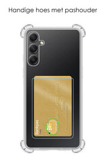 NoXx Hoes Geschikt voor Samsung A34 Hoesje Pasjeshouder Cover Shock Proof Case Siliconen Hoes Met Kaarthouder Met 2x Screenprotector - Transparant