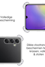 NoXx Hoes Geschikt voor Samsung A34 Hoesje Pasjeshouder Cover Shock Proof Case Siliconen Hoes Met Kaarthouder Met 2x Screenprotector - Transparant