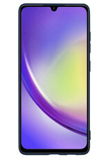 NoXx Hoes Geschikt voor Samsung A34 Hoesje Cover Siliconen Back Case Hoes Met Screenprotector - Donkerblauw