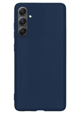 NoXx Hoes Geschikt voor Samsung A34 Hoesje Cover Siliconen Back Case Hoes Met Screenprotector - Donkerblauw