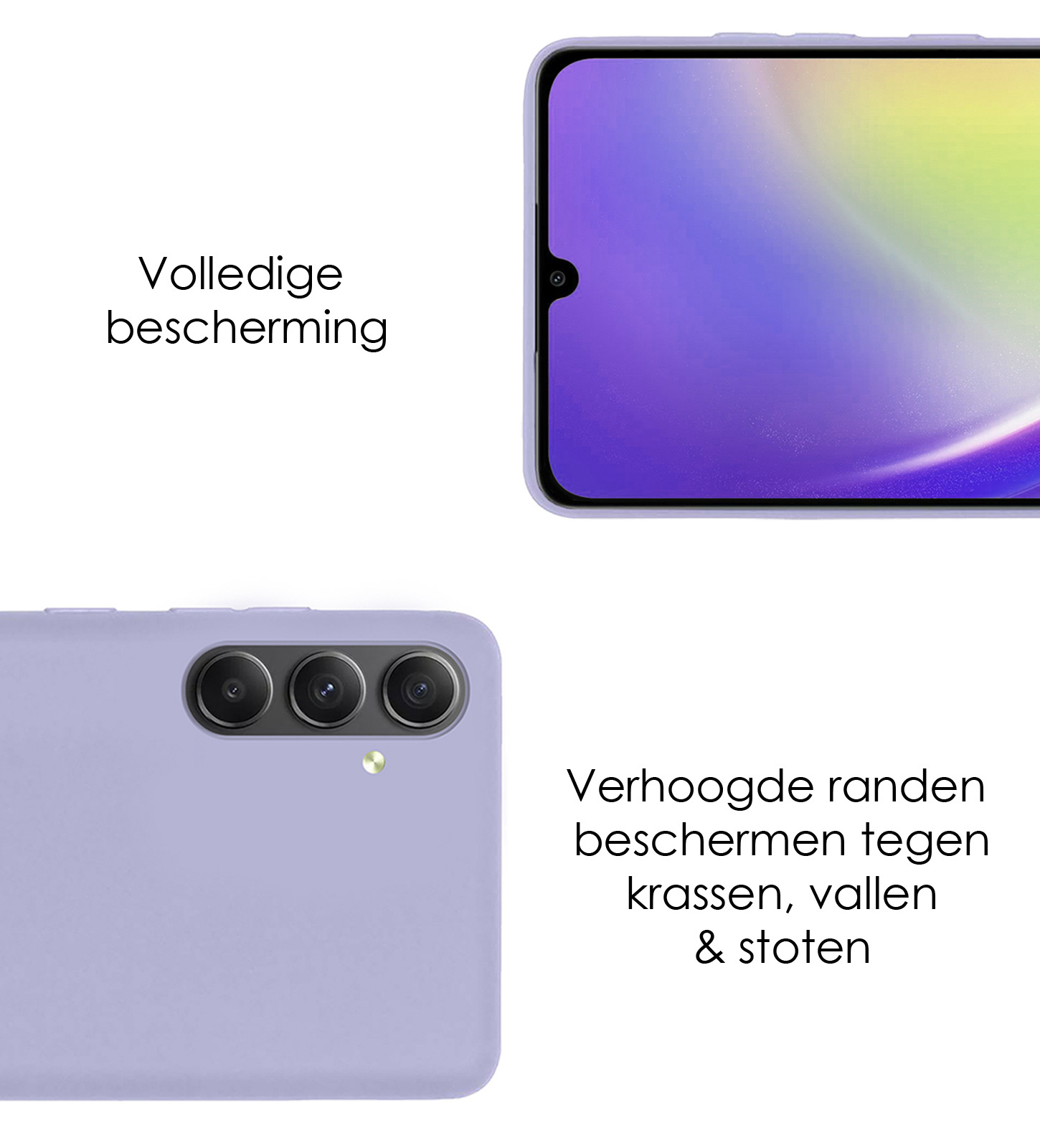 NoXx Hoes Geschikt voor Samsung A34 Hoesje Cover Siliconen Back Case Hoes Met Screenprotector - Lila