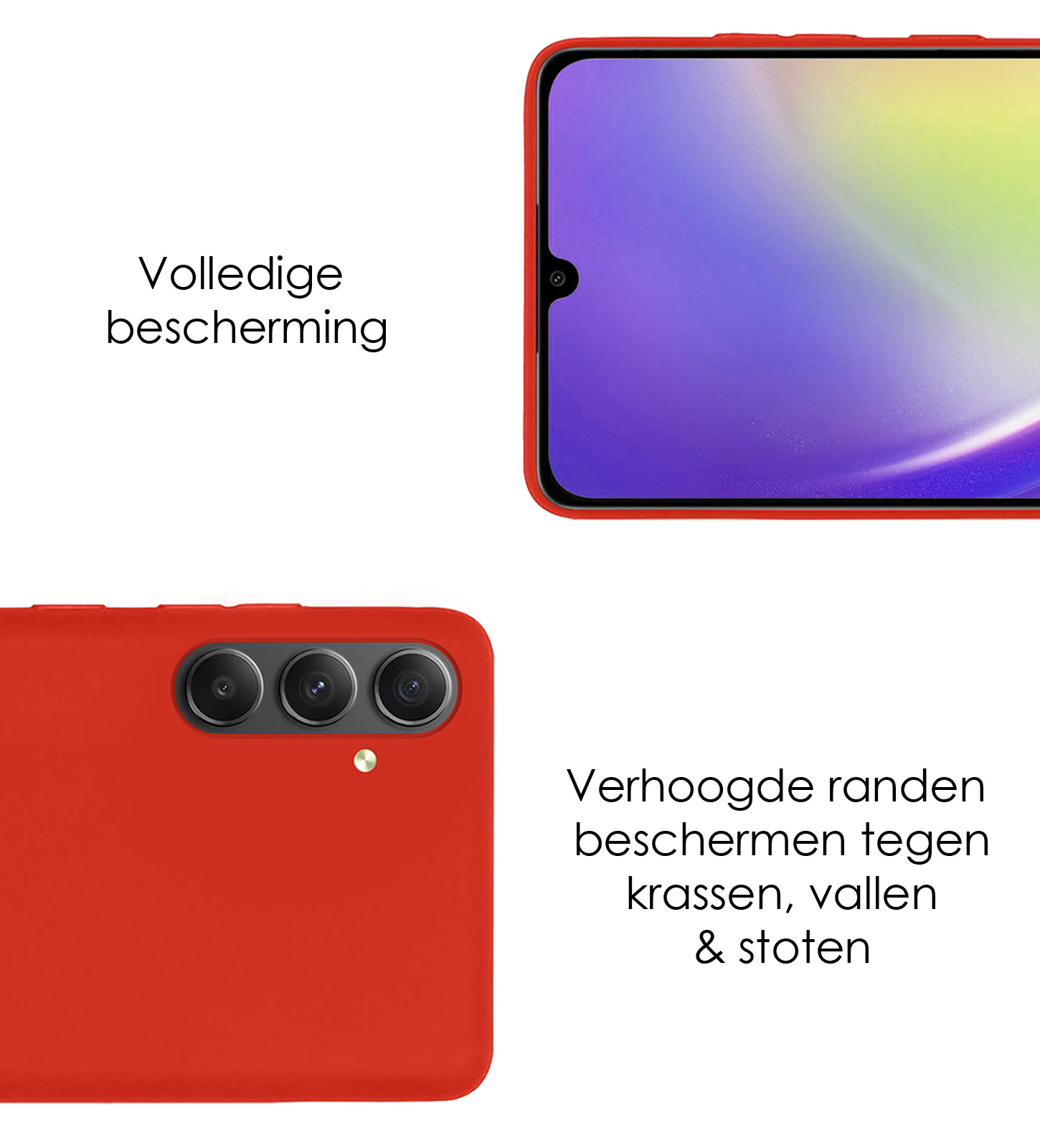 Samsung Galaxy A34 Hoesje Back Cover Siliconen Case Hoes Met Screenprotector - Rood