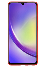 NoXx Hoes Geschikt voor Samsung A34 Hoesje Cover Siliconen Back Case Hoes Met Screenprotector - Rood