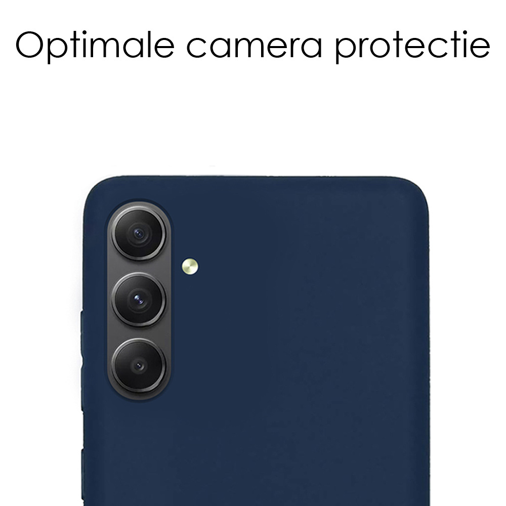 NoXx Hoes Geschikt voor Samsung A34 Hoesje Cover Siliconen Back Case Hoes Met 2x Screenprotector - Donkerblauw