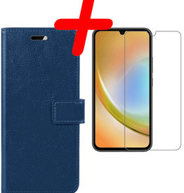 BASEY. BASEY. Samsung Galaxy A34 Hoesje Bookcase Donkerblauw Met Screenprotector