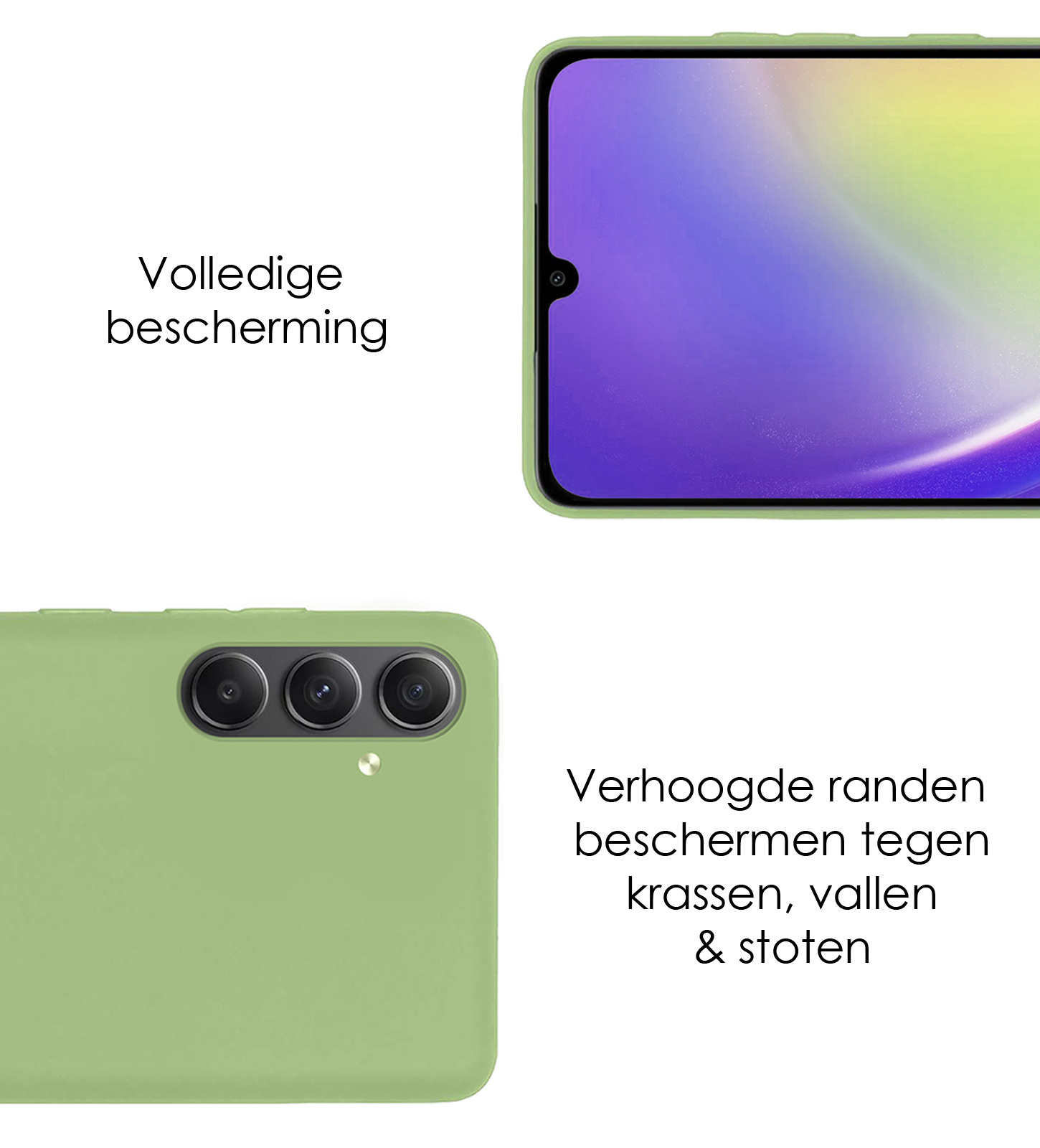 NoXx Hoes Geschikt voor Samsung A34 Hoesje Cover Siliconen Back Case Hoes Met 2x Screenprotector - Groen