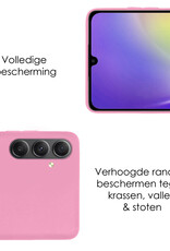 Samsung Galaxy A34 Hoesje Back Cover Siliconen Case Hoes Met 2x Screenprotector - Licht Roze