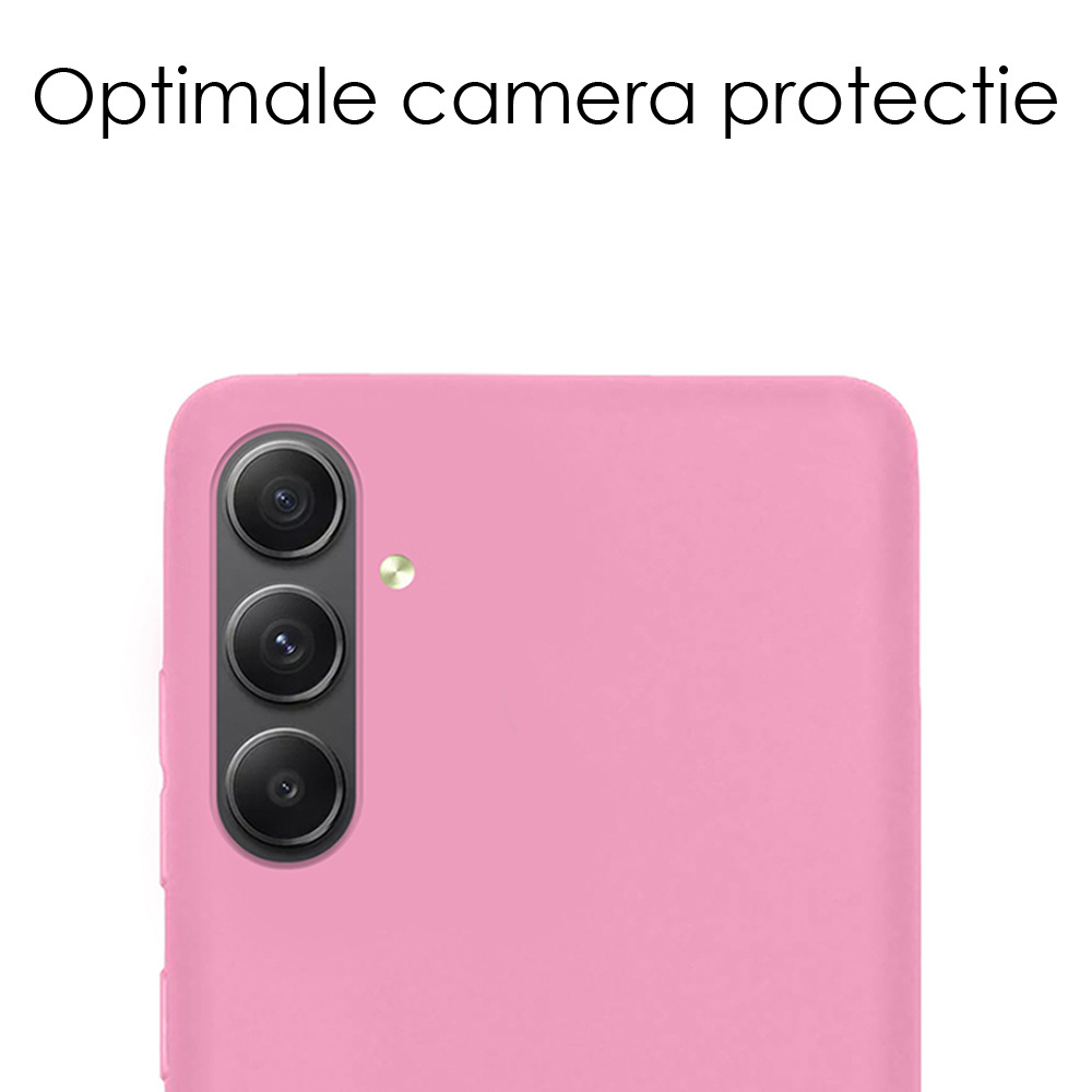 NoXx Hoes Geschikt voor Samsung A34 Hoesje Cover Siliconen Back Case Hoes Met 2x Screenprotector - Lichtroze