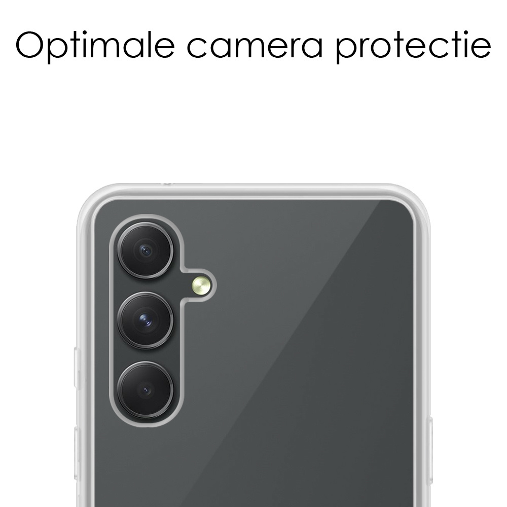NoXx Hoes Geschikt voor Samsung A34 Hoesje Cover Siliconen Back Case Hoes Met 2x Screenprotector - Transparant