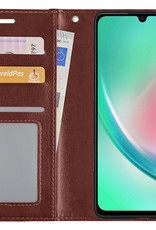 Nomfy Hoesje Geschikt voor Samsung A34 Hoes Bookcase Flipcase Book Cover Met Screenprotector - Hoes Geschikt voor Samsung Galaxy A34 Hoesje Book Case - Bruin