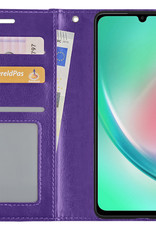 Nomfy Hoesje Geschikt voor Samsung A34 Hoes Bookcase Flipcase Book Cover Met Screenprotector - Hoes Geschikt voor Samsung Galaxy A34 Hoesje Book Case - Paars