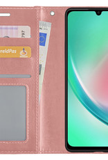 Hoesje Geschikt voor Samsung A34 Hoes Bookcase Flipcase Book Cover Met Screenprotector - Hoes Geschikt voor Samsung Galaxy A34 Hoesje Book Case - Rosé goud