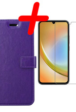 BASEY. Hoes Geschikt voor Samsung A34 Hoesje Bookcase Hoes Flip Case Book Cover Met Screenprotector - Hoesje Geschikt voor Samsung Galaxy A34 Hoes Book Case Hoesje - Paars
