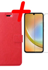BASEY. Hoes Geschikt voor Samsung A34 Hoesje Bookcase Hoes Flip Case Book Cover Met Screenprotector - Hoesje Geschikt voor Samsung Galaxy A34 Hoes Book Case Hoesje - Rood