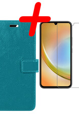 BASEY. Hoes Geschikt voor Samsung A34 Hoesje Bookcase Hoes Flip Case Book Cover Met Screenprotector - Hoesje Geschikt voor Samsung Galaxy A34 Hoes Book Case Hoesje - Turquoise