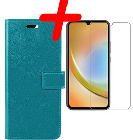 BASEY. Samsung Galaxy A34 Hoesje Bookcase Turquoise Met Screenprotector