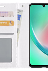 Nomfy Hoesje Geschikt voor Samsung A34 Hoes Bookcase Flipcase Book Cover Met Screenprotector - Hoes Geschikt voor Samsung Galaxy A34 Hoesje Book Case - Wit