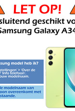 Hoesje Geschikt voor Samsung A34 Hoes Bookcase Flipcase Book Cover Met 2x Screenprotector - Hoes Geschikt voor Samsung Galaxy A34 Hoesje Book Case - Donkerblauw