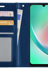 Nomfy Hoesje Geschikt voor Samsung A34 Hoes Bookcase Flipcase Book Cover Met 2x Screenprotector - Hoes Geschikt voor Samsung Galaxy A34 Hoesje Book Case - Donkerblauw