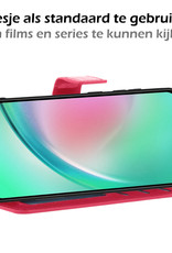 Nomfy Hoesje Geschikt voor Samsung A34 Hoes Bookcase Flipcase Book Cover Met 2x Screenprotector - Hoes Geschikt voor Samsung Galaxy A34 Hoesje Book Case - Donkerroze