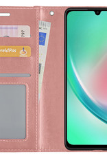 Nomfy Hoesje Geschikt voor Samsung A34 Hoes Bookcase Flipcase Book Cover Met 2x Screenprotector - Hoes Geschikt voor Samsung Galaxy A34 Hoesje Book Case - Rosé goud