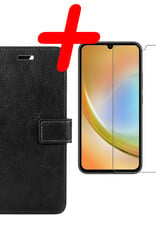 Hoes Geschikt voor Samsung A34 Hoesje Bookcase Hoes Flip Case Book Cover Met Screenprotector - Hoesje Geschikt voor Samsung Galaxy A34 Hoes Book Case Hoesje - Zwart