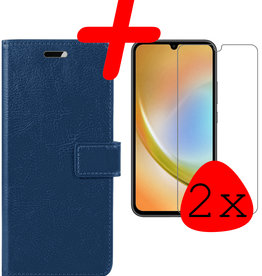 BASEY. BASEY. Samsung Galaxy A34 Hoesje Bookcase Donkerblauw Met 2x Screenprotector