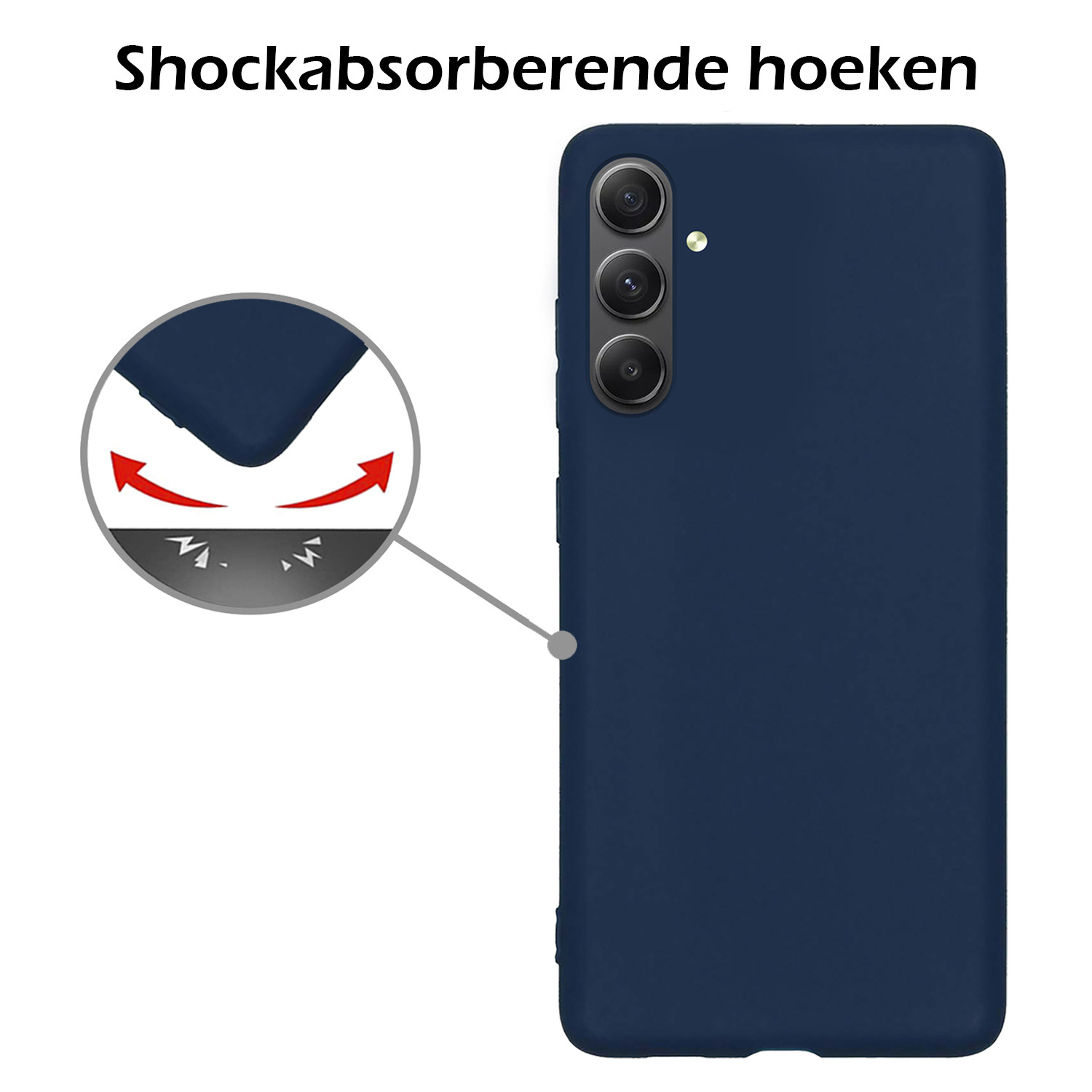 Nomfy Hoesje Geschikt voor Samsung A34 Hoesje Siliconen Cover Case Met Screenprotector - Hoes Geschikt voor Samsung Galaxy A34 Hoes Back Case - Donkerblauw