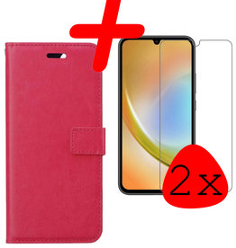 BASEY. BASEY. Samsung Galaxy A34 Hoesje Bookcase Donkerroze Met 2x Screenprotector