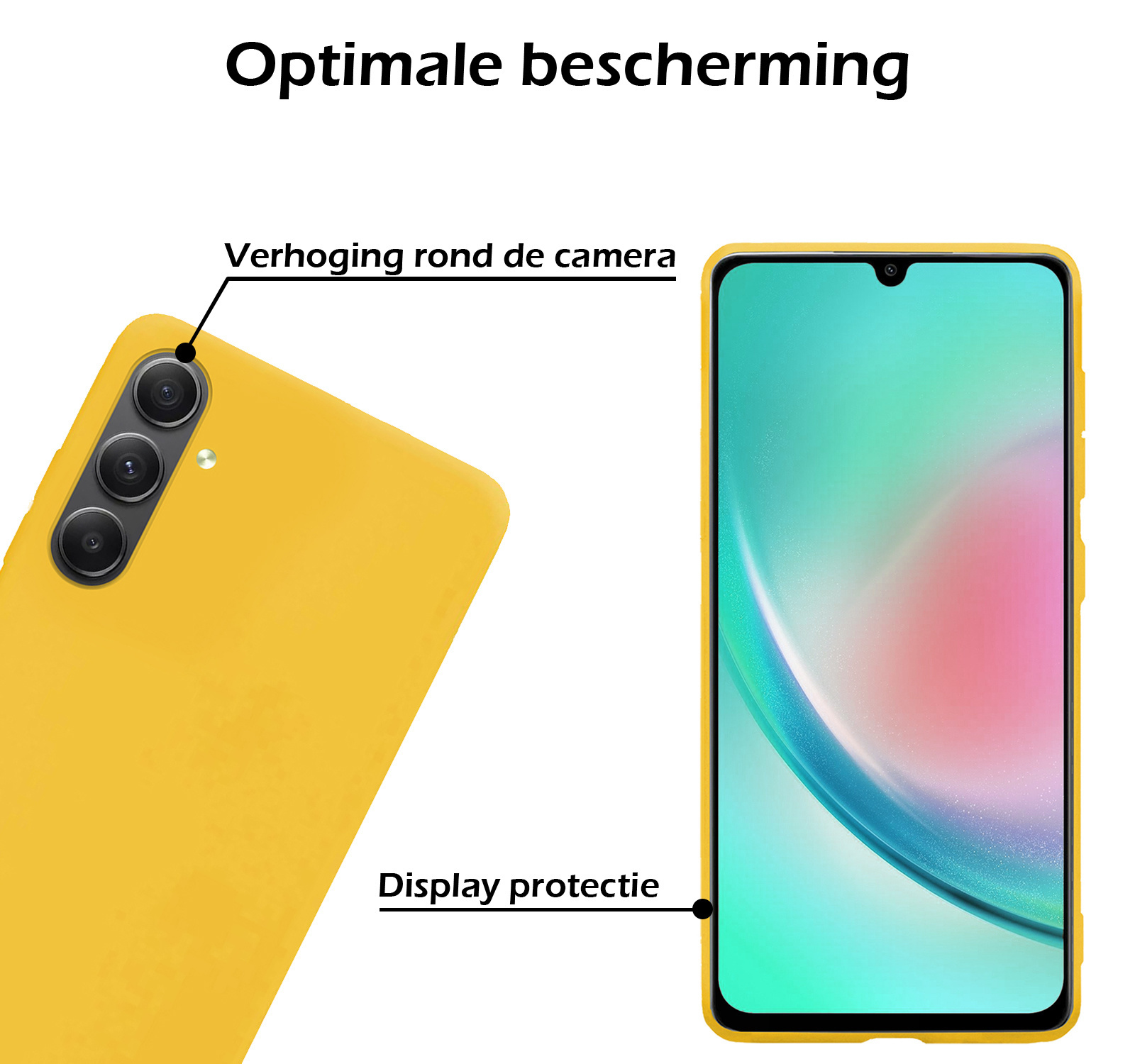 Nomfy Hoesje Geschikt voor Samsung A34 Hoesje Siliconen Cover Case Met Screenprotector - Hoes Geschikt voor Samsung Galaxy A34 Hoes Back Case - Geel