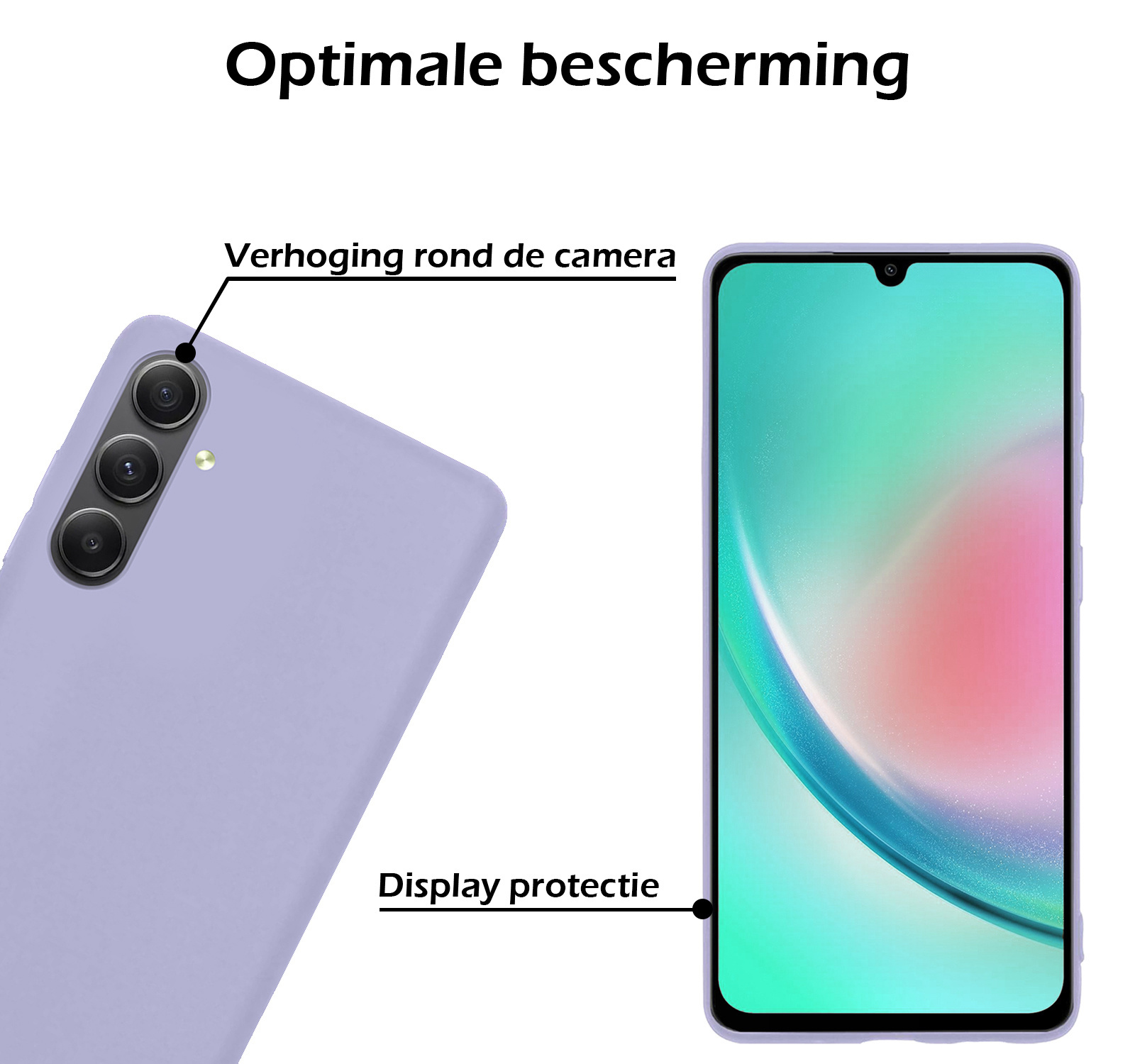 Nomfy Hoesje Geschikt voor Samsung A34 Hoesje Siliconen Cover Case Met Screenprotector - Hoes Geschikt voor Samsung Galaxy A34 Hoes Back Case - Lila