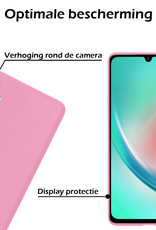 Nomfy Hoesje Geschikt voor Samsung A34 Hoesje Siliconen Cover Case Met Screenprotector - Hoes Geschikt voor Samsung Galaxy A34 Hoes Back Case - Lichtroze