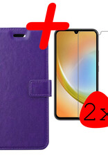 BASEY. Hoes Geschikt voor Samsung A34 Hoesje Bookcase Hoes Flip Case Book Cover Met 2x Screenprotector - Hoesje Geschikt voor Samsung Galaxy A34 Hoes Book Case Hoesje - Paars