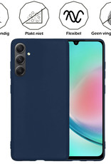 Nomfy Hoesje Geschikt voor Samsung A34 Hoesje Siliconen Cover Case Met 2x Screenprotector - Hoes Geschikt voor Samsung Galaxy A34 Hoes Back Case - Donkerblauw