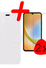BASEY. Hoes Geschikt voor Samsung A34 Hoesje Bookcase Hoes Flip Case Book Cover Met 2x Screenprotector - Hoesje Geschikt voor Samsung Galaxy A34 Hoes Book Case Hoesje - Wit