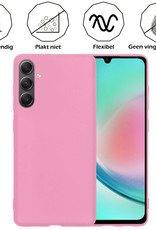 Samsung A34 Hoesje Siliconen Case Back Cover Met 2x Screenprotector - Samsung Galaxy A34 Hoes Cover Silicone - Licht Roze
