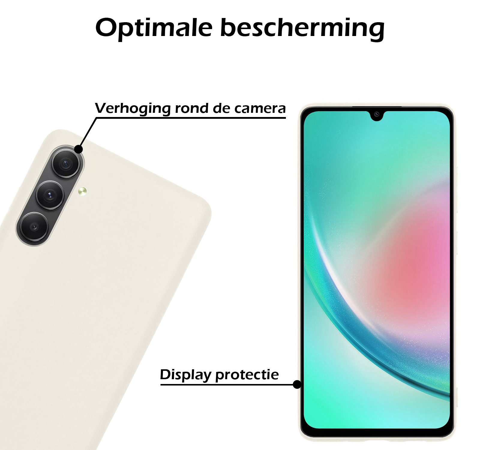 Nomfy Hoesje Geschikt voor Samsung A34 Hoesje Siliconen Cover Case Met 2x Screenprotector - Hoes Geschikt voor Samsung Galaxy A34 Hoes Back Case - Wit