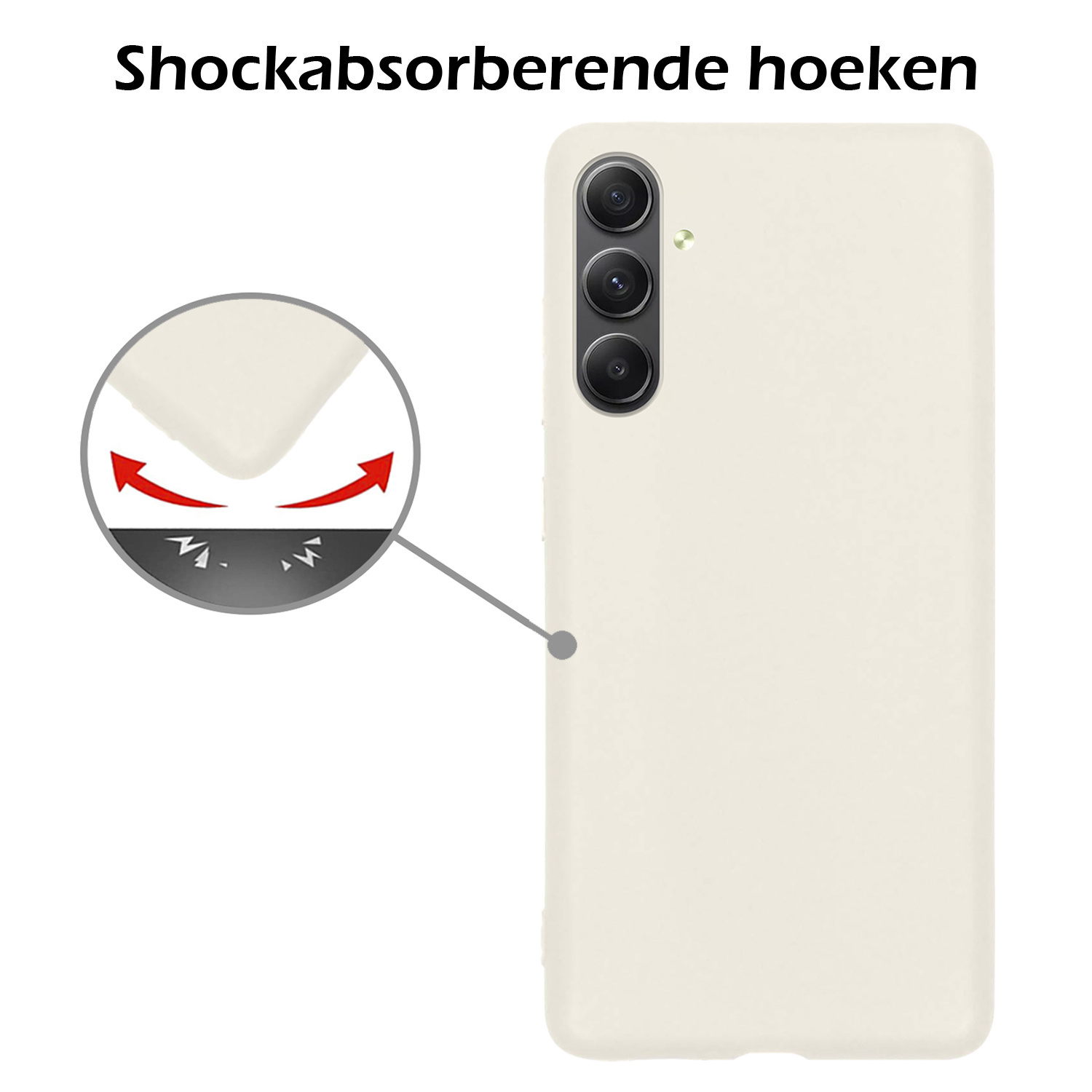 Nomfy Hoesje Geschikt voor Samsung A34 Hoesje Siliconen Cover Case Met 2x Screenprotector - Hoes Geschikt voor Samsung Galaxy A34 Hoes Back Case - Wit
