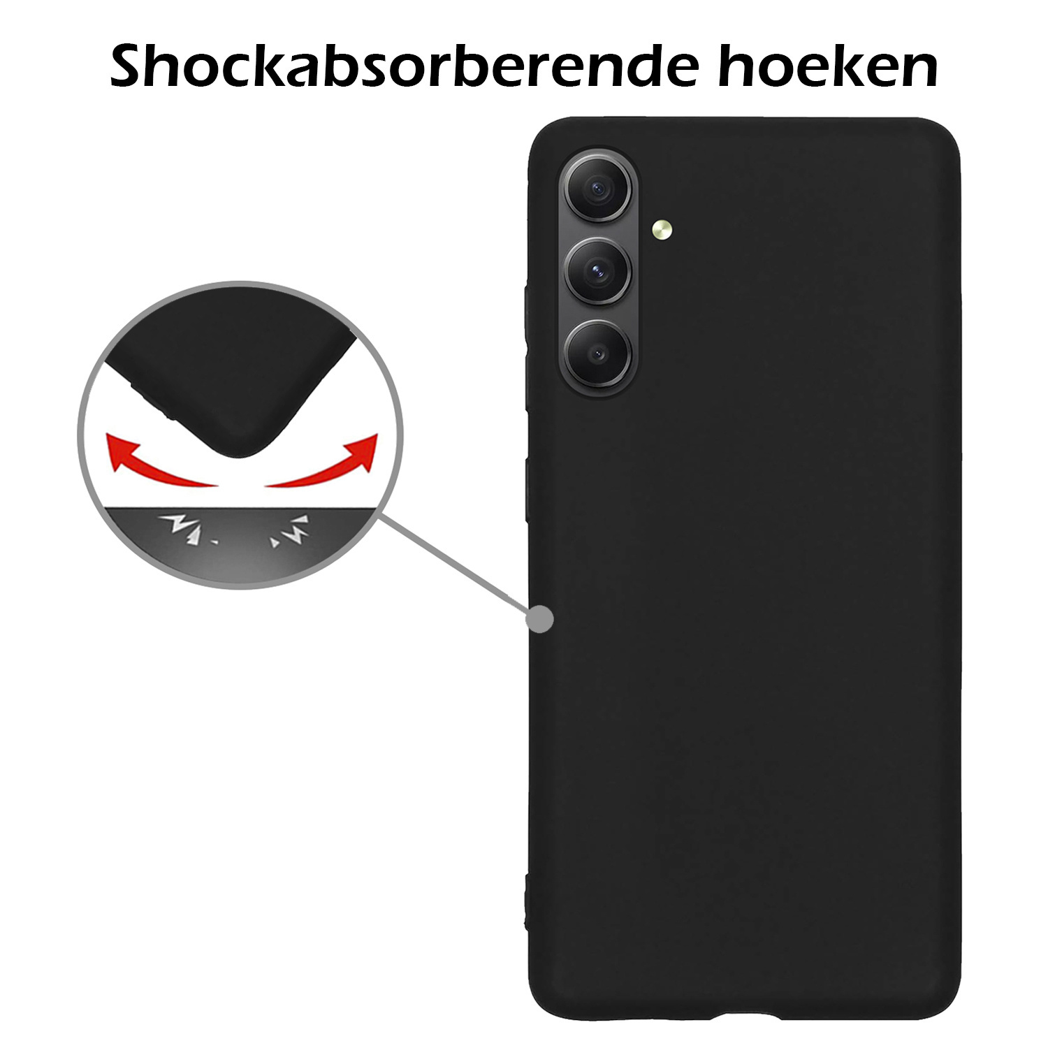 Nomfy Hoesje Geschikt voor Samsung A34 Hoesje Siliconen Cover Case Met 2x Screenprotector - Hoes Geschikt voor Samsung Galaxy A34 Hoes Back Case - Zwart