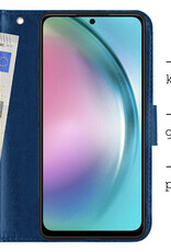 BASEY. Hoes Geschikt voor Samsung A54 Hoesje Bookcase Hoes Flip Case Book Cover Met Screenprotector - Hoesje Geschikt voor Samsung Galaxy A54 Hoes Book Case Hoesje - Donkerblauw