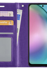 BASEY. Hoes Geschikt voor Samsung A54 Hoesje Bookcase Hoes Flip Case Book Cover Met Screenprotector - Hoesje Geschikt voor Samsung Galaxy A54 Hoes Book Case Hoesje - Paars