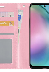 BASEY. Hoes Geschikt voor Samsung A54 Hoesje Bookcase Hoes Flip Case Book Cover Met 2x Screenprotector - Hoesje Geschikt voor Samsung Galaxy A54 Hoes Book Case Hoesje - Lichtroze