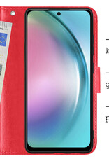 BASEY. Hoes Geschikt voor Samsung A54 Hoesje Bookcase Hoes Flip Case Book Cover Met 2x Screenprotector - Hoesje Geschikt voor Samsung Galaxy A54 Hoes Book Case Hoesje - Rood