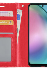 BASEY. Hoes Geschikt voor Samsung A54 Hoesje Bookcase Hoes Flip Case Book Cover Met 2x Screenprotector - Hoesje Geschikt voor Samsung Galaxy A54 Hoes Book Case Hoesje - Rood