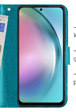 Hoes Geschikt voor Samsung A54 Hoesje Bookcase Hoes Flip Case Book Cover Met 2x Screenprotector - Hoesje Geschikt voor Samsung Galaxy A54 Hoes Book Case Hoesje - Turquoise