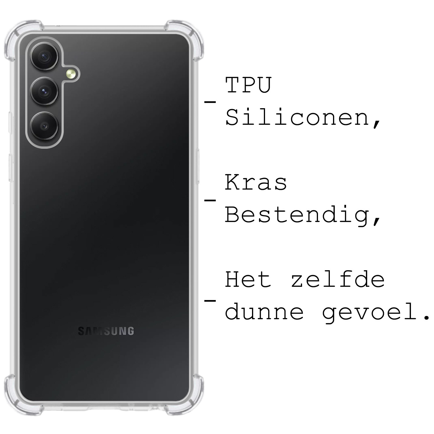 BASEY. Hoes Geschikt voor Samsung A54 Hoesje Shock Proof Case Hoes Siliconen Met Screenprotector - Hoesje Geschikt voor Samsung Galaxy A54 Hoes Cover Shockproof - Transparant