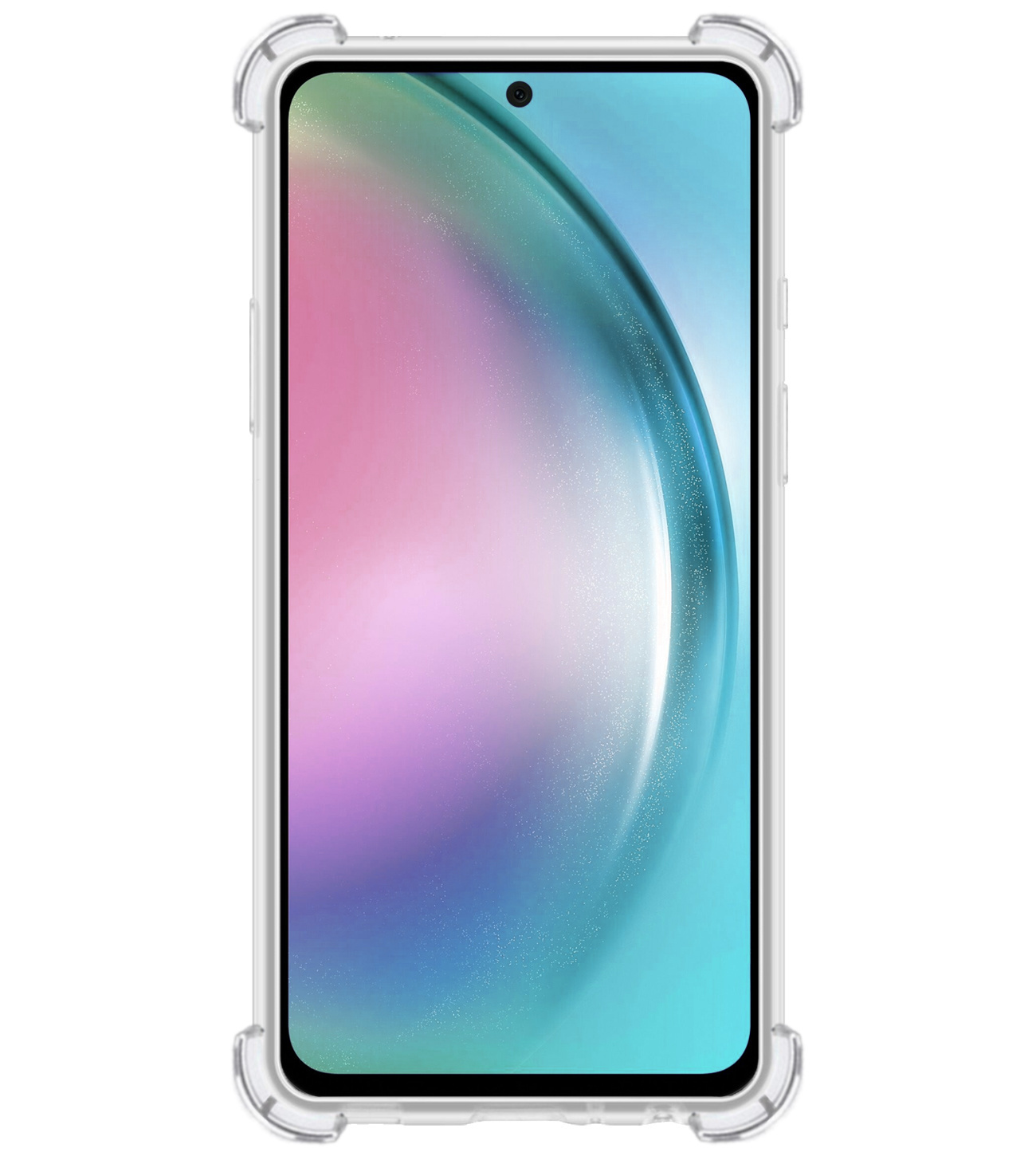 BASEY. Hoes Geschikt voor Samsung A54 Hoesje Shock Proof Case Hoes Siliconen Met Screenprotector - Hoesje Geschikt voor Samsung Galaxy A54 Hoes Cover Shockproof - Transparant