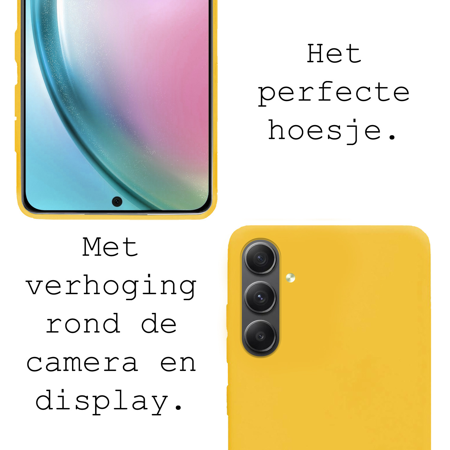 BASEY. Hoes Geschikt voor Samsung A54 Hoesje Siliconen Back Cover Case Met Screenprotector - Hoesje Geschikt voor Samsung Galaxy A54 Hoes Cover Hoesje - Geel