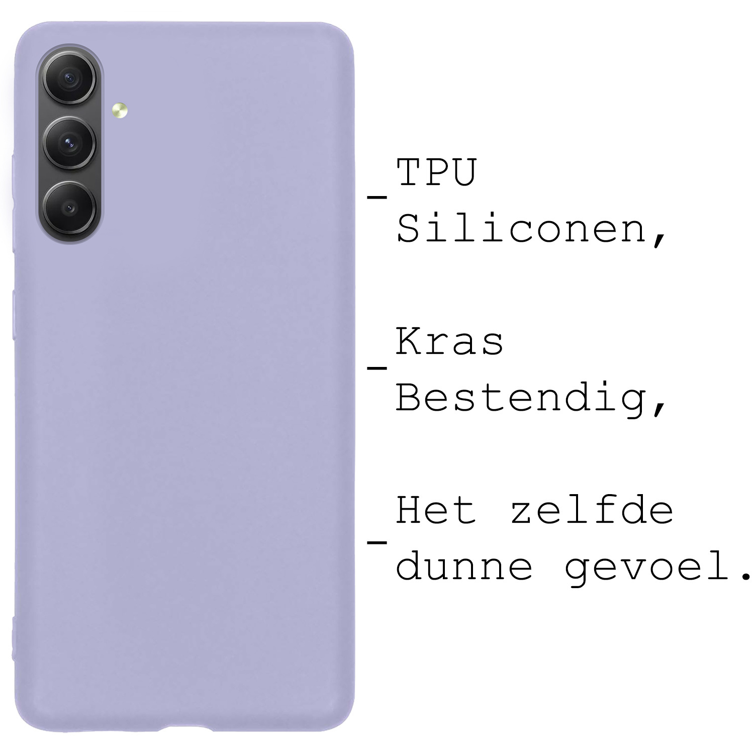 BASEY. Hoes Geschikt voor Samsung A54 Hoesje Siliconen Back Cover Case Met Screenprotector - Hoesje Geschikt voor Samsung Galaxy A54 Hoes Cover Hoesje - Lila